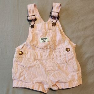 OshKosh B'gosh 6-Mo Pink & White Striped Shorteralls